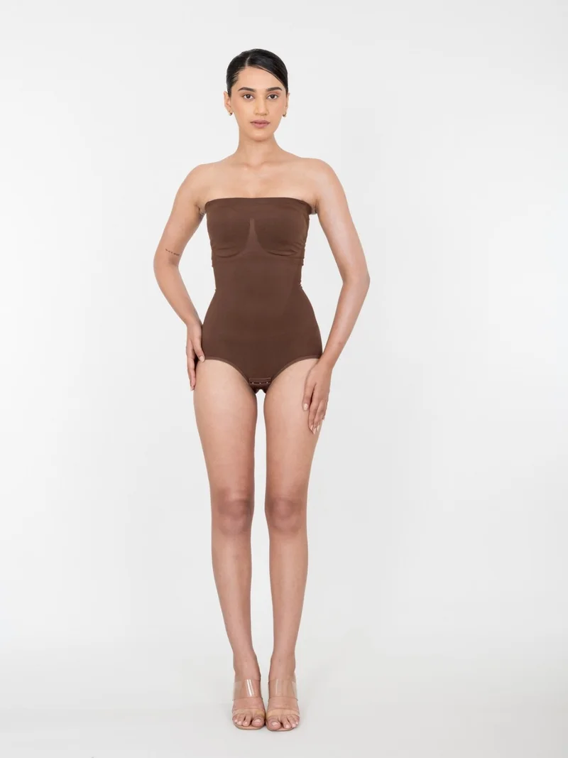 Shapercult Store Strapless Brown Bodysuit for Women